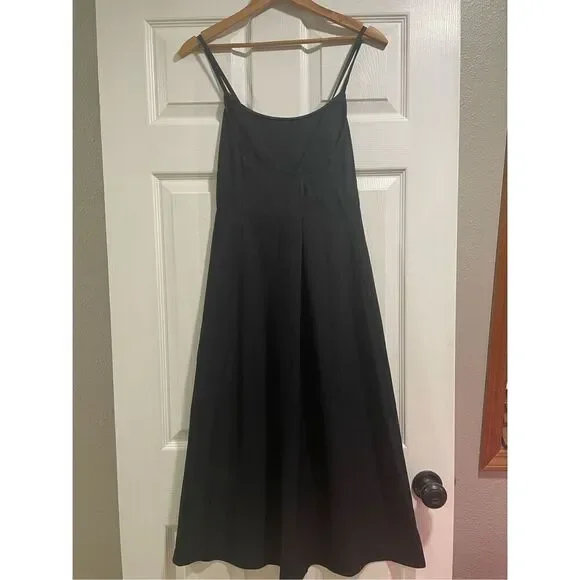 Everlane Women's Black Scoop Neck Sleeveless Fit and Flare Midi Dress Size 4 - Picture 3 of 8